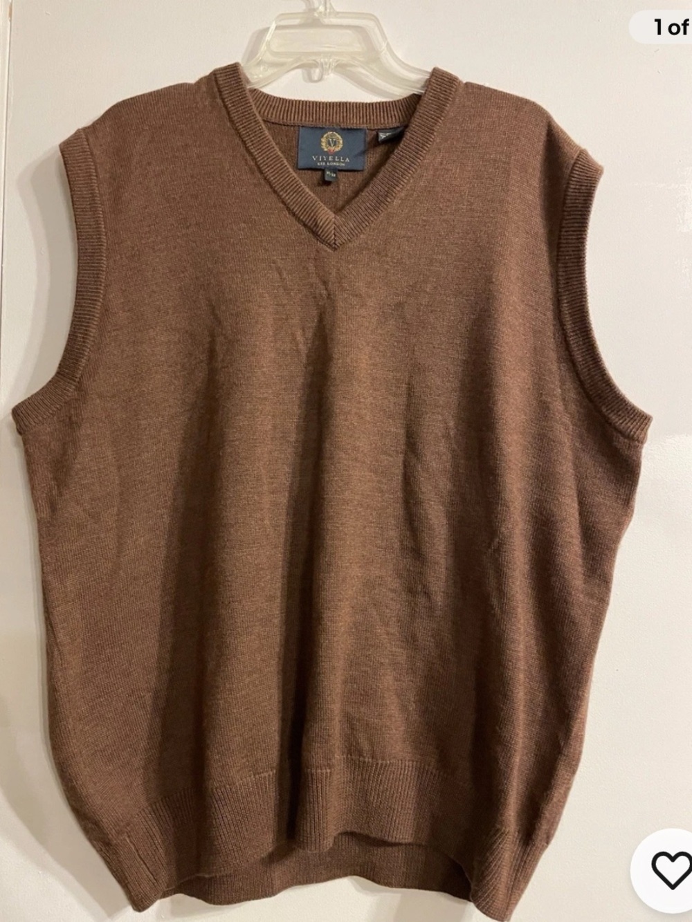 Viyella Men's V-Neck Merino Sweater Vest in Brown